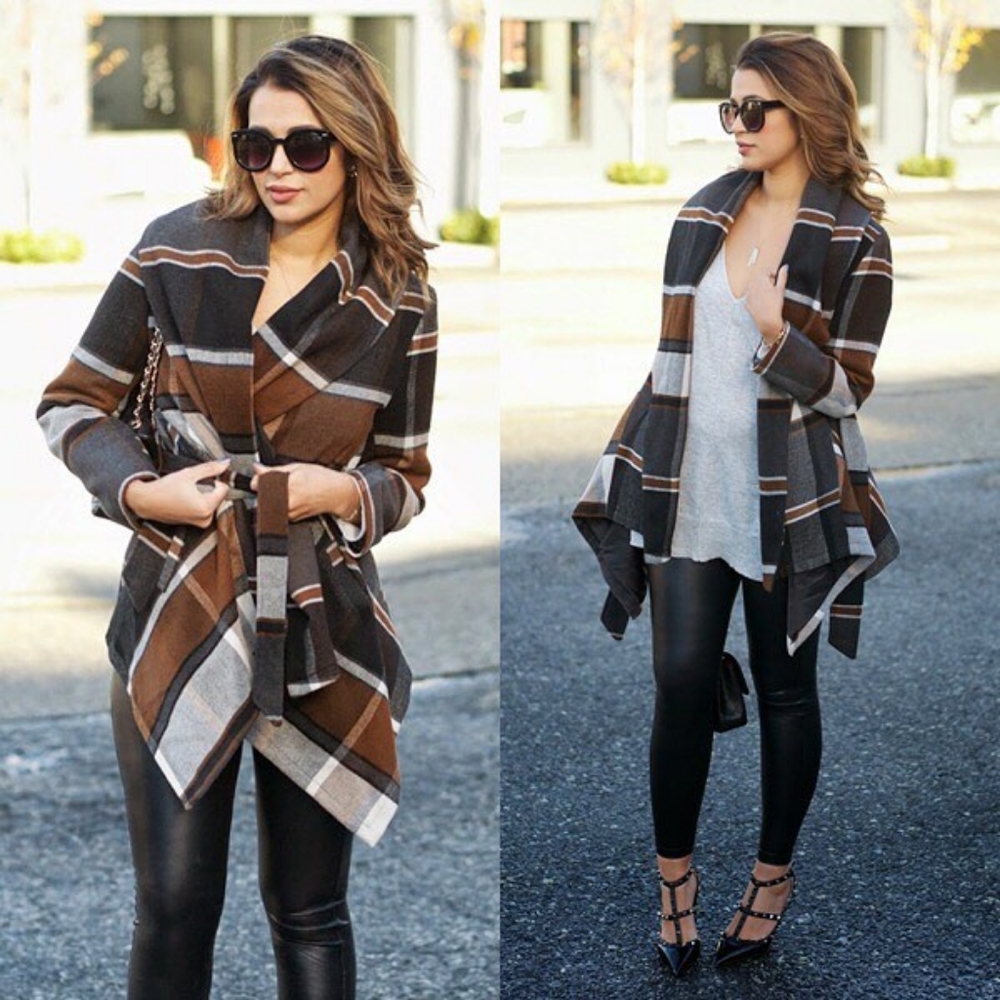 CHIC WISH PRAIRIE CHECK RABATO COAT Sz 3XL Plaid - Picture 8 of 10